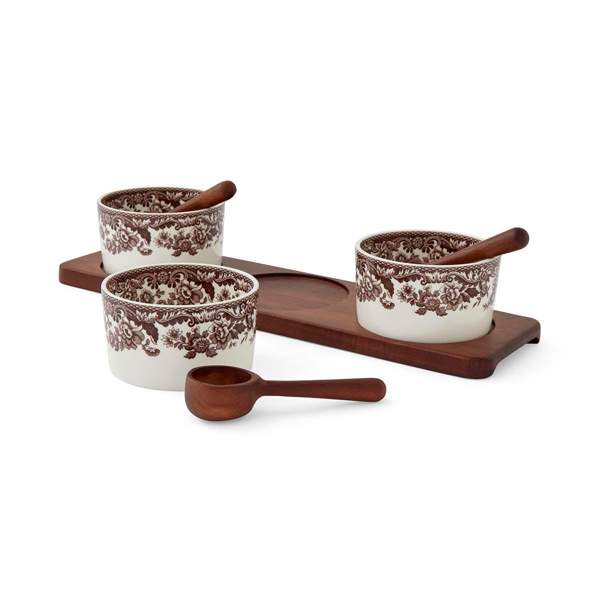 Spode Woodland 7 Piece Condiment Set – Premium Anniversary Serving Tray Spode
