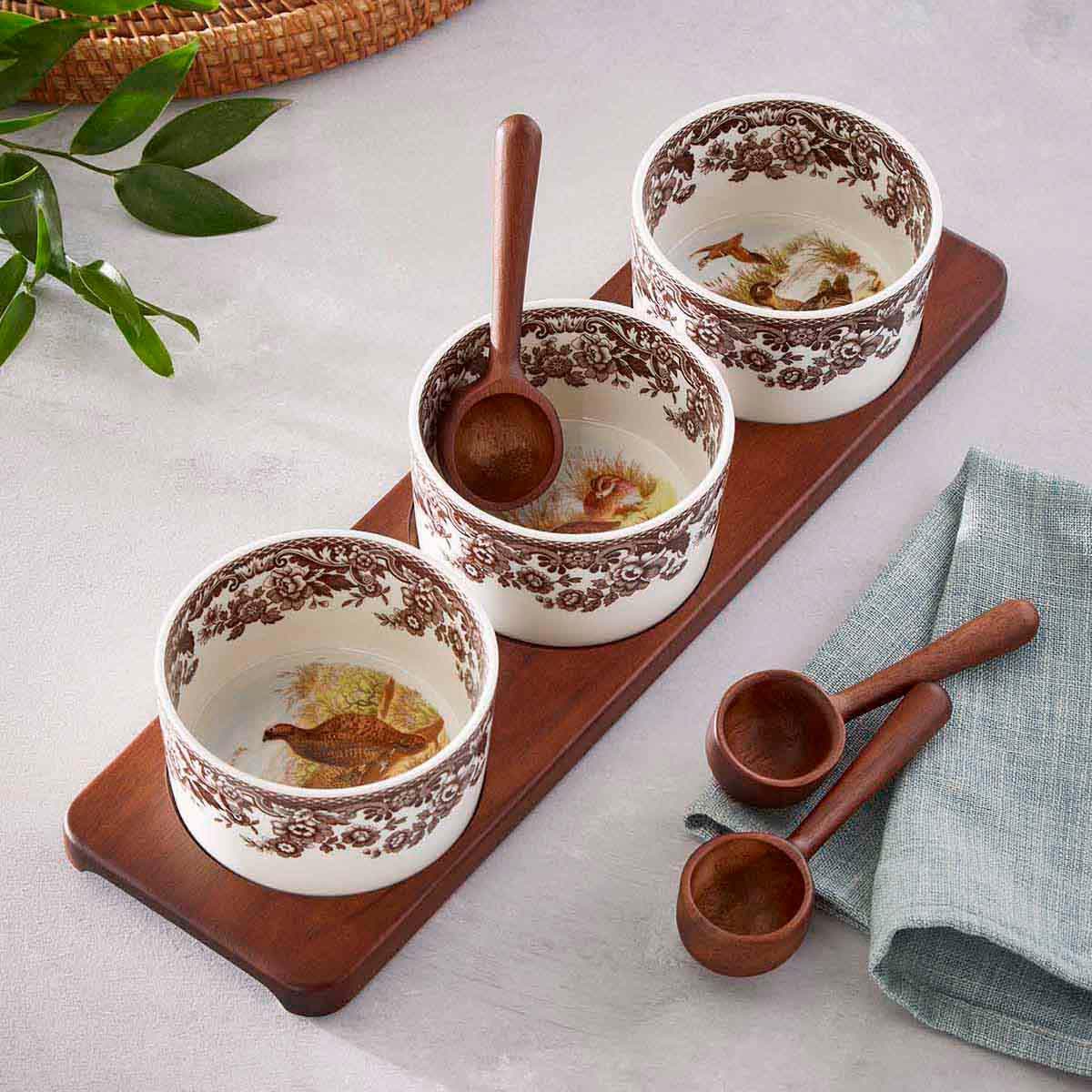 Spode Woodland 7 Piece Condiment Set – Premium Anniversary Serving Tray Spode