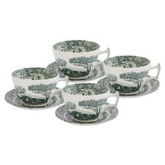 Spode Heritage Green Italian Breakfast Cups and Saucers – Set of 4 Spode