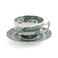 Spode Heritage Green Italian Teacup & Saucer – Classic 7oz English Ceramic Tea Set Spode