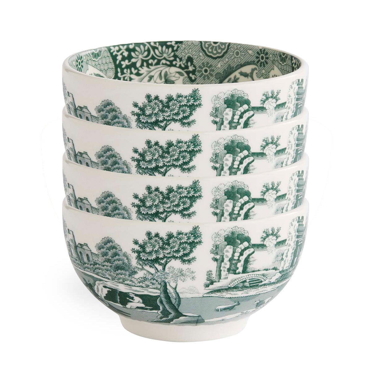 Spode Heritage Green Italian Dip Bowls – Set of 4 Ceramic Olive & Sauce Dishes Spode