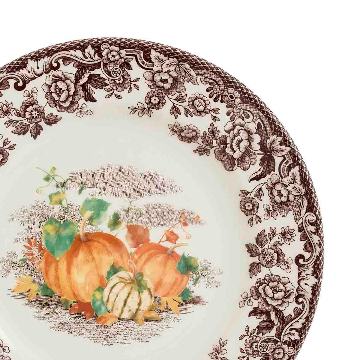 Spode Woodland Pumpkin Harvest Salad Plate – Autumn British Flowers Earthenware Spode