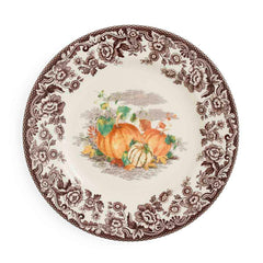 Spode Woodland Pumpkin Harvest Salad Plate – Autumn British Flowers Earthenware Spode