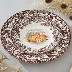 Spode Woodland Pumpkin Harvest Salad Plate – Autumn British Flowers Earthenware Spode