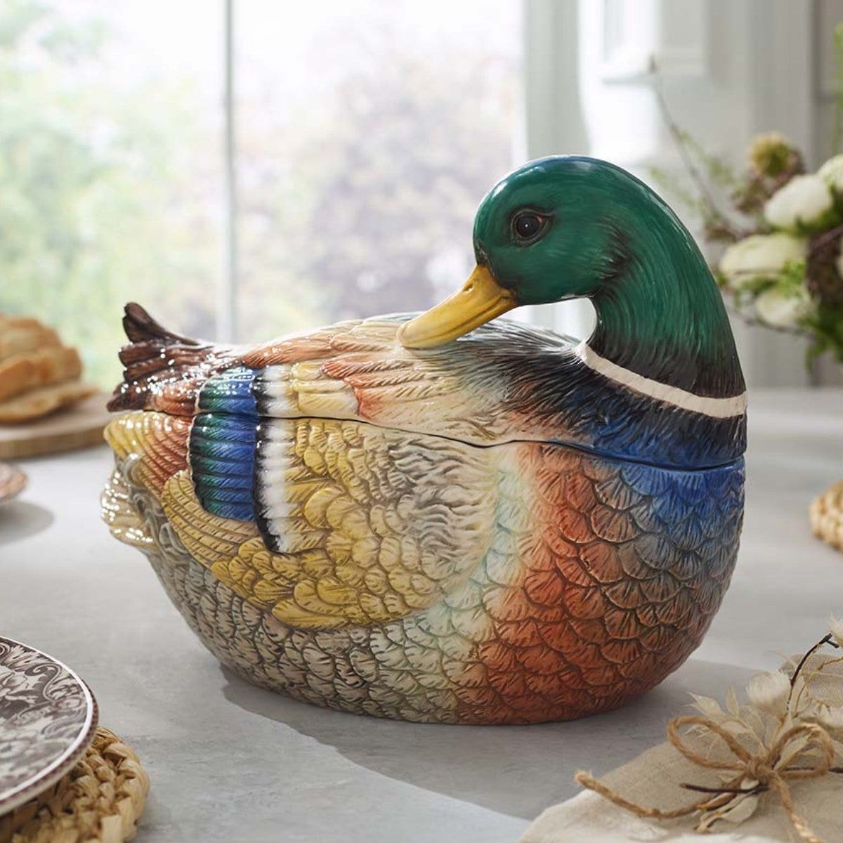 Spode Woodland Sculpted Mallard Casserole Dish – British Forest Life Serveware Spode