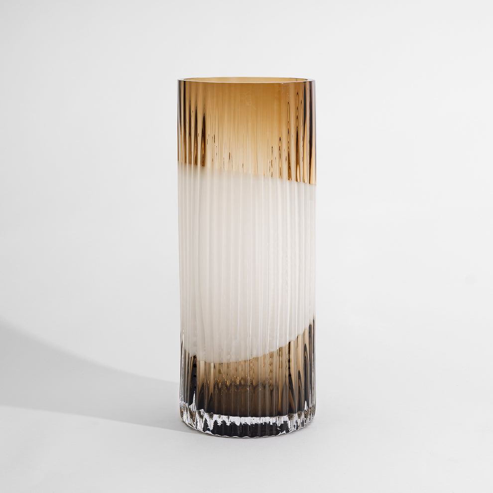 Kosta Boda Plisse Vase Brown Cream ED-10 - Custom Engraved Art Gift