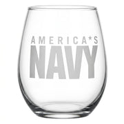 America Navy Stemless Glass