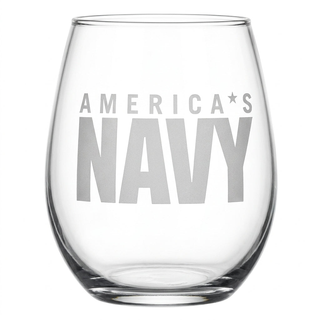 America Navy Stemless Glass