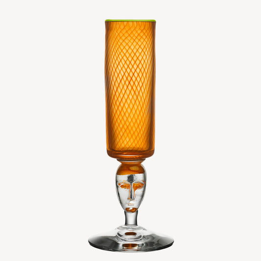 Kosta Boda Red Rim Face Orange Love Cup - Personalized Anniversary Gift