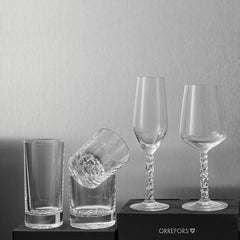 Orrefors Carat Highball Glasses Set of 4 - Elegant Cut Crystal Barware