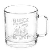 Custom US Army boots on warm beverage mug