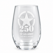US Army 250th Anniversary Stemless Wine Glass - Limited Edition - PAIR
