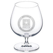 U.S Army logo "SOLDIER FOR LIFE " on brandy snifter