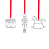 Mini Ornament Set - Rocking Horse, Drum, Nutcraker (Set of 3)