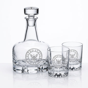 Navy logo Orrefors Decanter Set