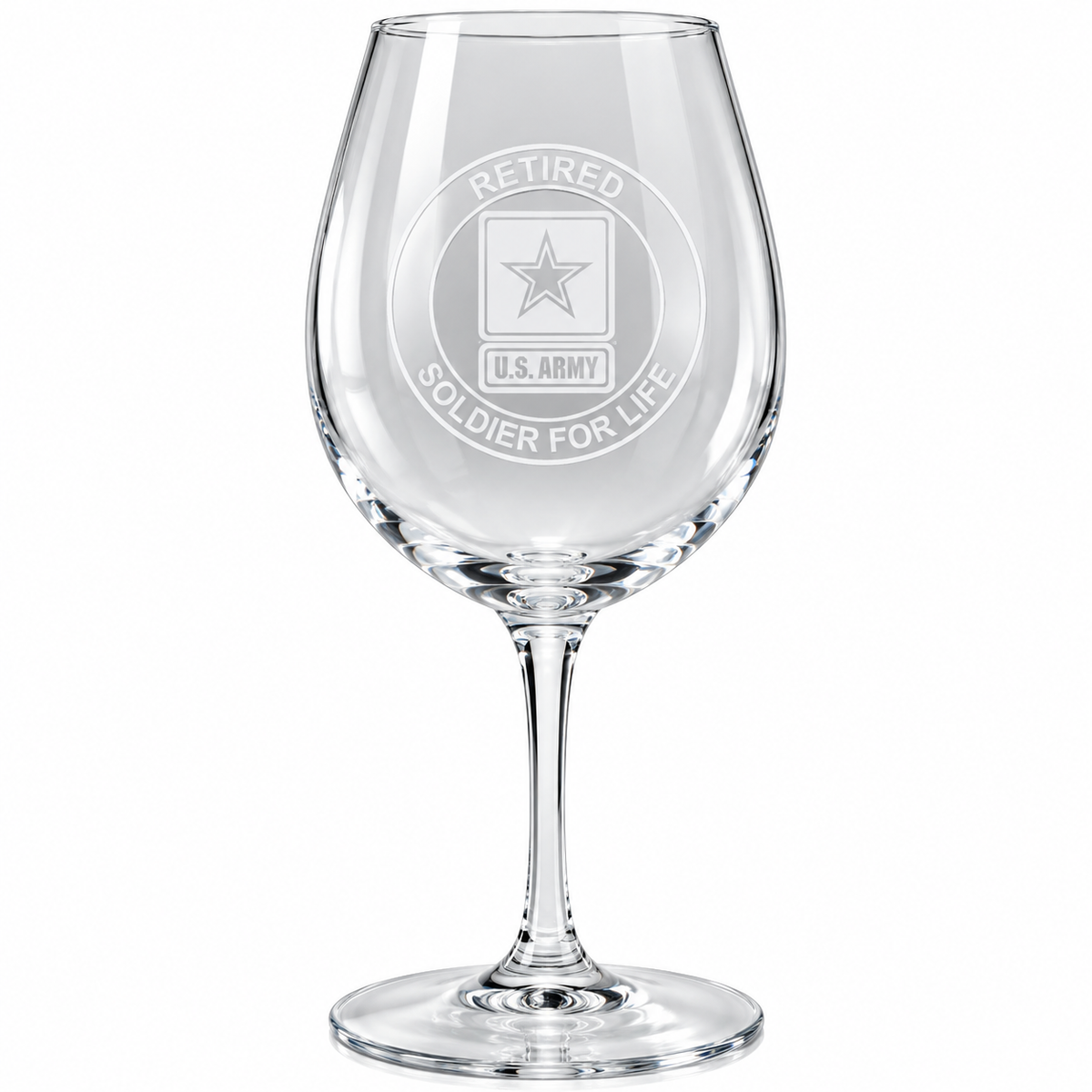 US.Army Soldier for Life Logo on Stem wine