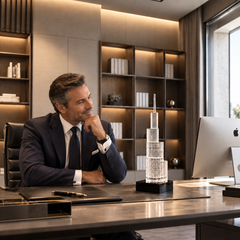Trump Tower Chicago Crystal Sculpture admired in executive office