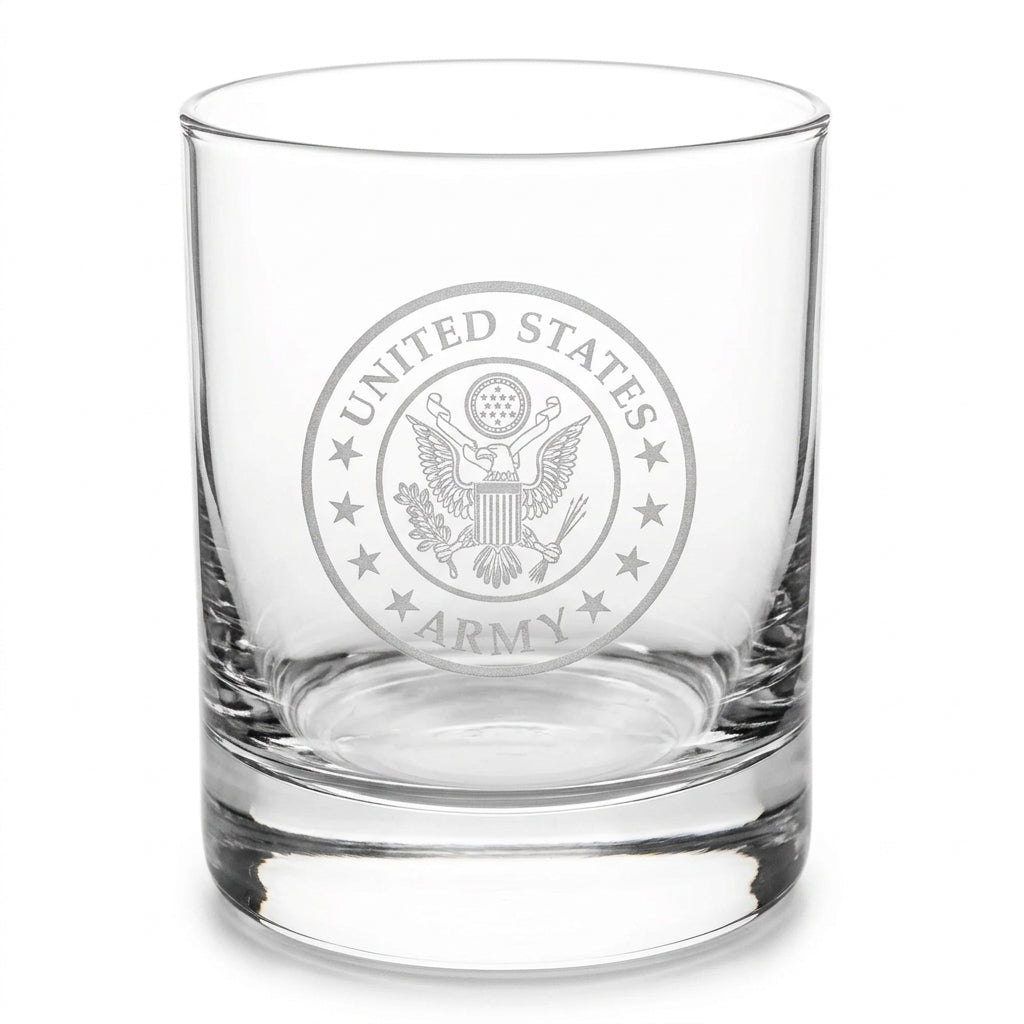 U.S Army insignia engraved on Whiskey Glass