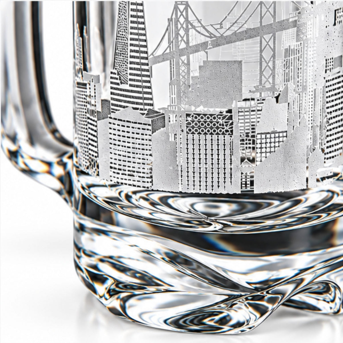 City Skyline Engraved Crystal Beer Mug