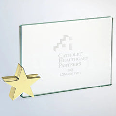 ACHIEVEMENT AWARD W/ BRASS STAR HOLDER Crystal House - Prism