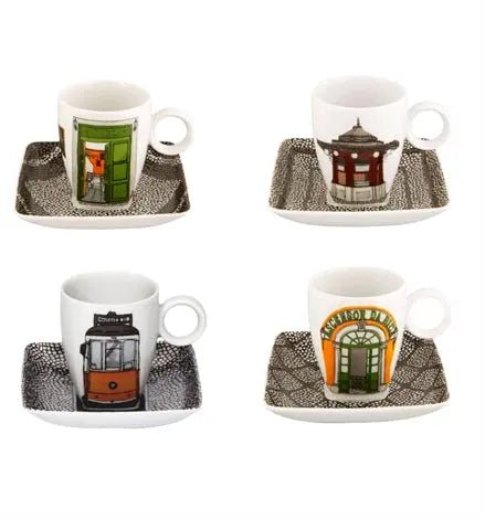 ALMA DE LISBOA SET 4 COFFEE CUPS & SAUCERS Vista Alegre