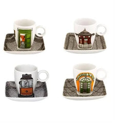 ALMA DE LISBOA SET 4 COFFEE CUPS & SAUCERS Vista Alegre