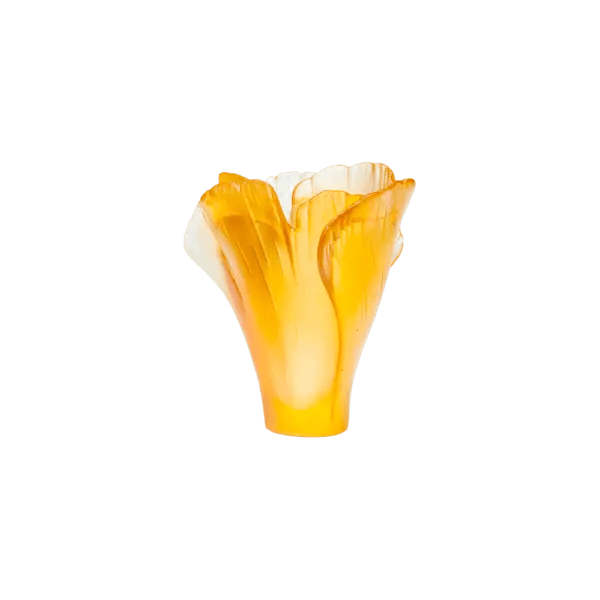Amber Gingko Vase Daum
