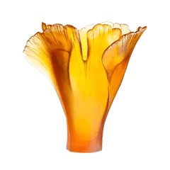 Amber Gingko Vase Daum
