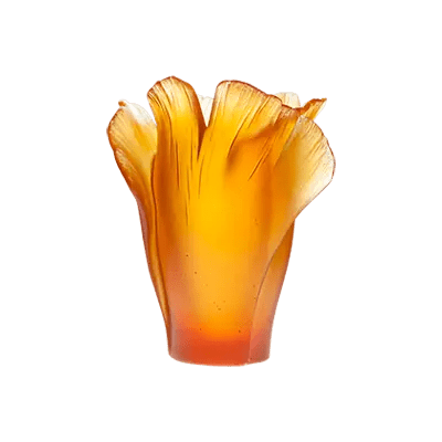 Amber Gingko Vase Daum