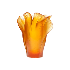 Amber Gingko Vase Daum