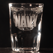 Americas Navy Fluted Shot Glass with etched and engraved personalized design