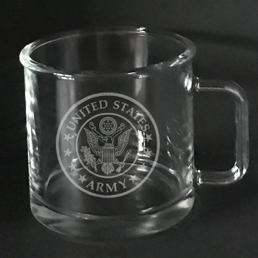 Army Symbol sand carved on Warm Beverage Mug Crystal House