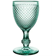 BICOS VERDE SET WITH 4 WHITE WINE GOBLETS MINT GREEN Vista Alegre