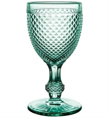 BICOS VERDE SET WITH 4 WHITE WINE GOBLETS MINT GREEN Vista Alegre