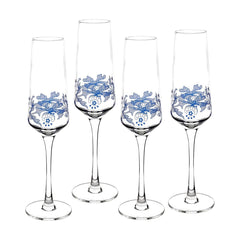 Spode Blue Italian Champagne Flute Set of 4 – Luxury Crystal Toasting Glasses