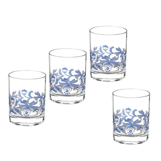 Spode Blue Italian Double Old Fashioned Glass Set of 4 – Luxury Whiskey Tumblers