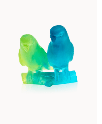 Blue Budgerigars Bird Couple Daum - Crystal House