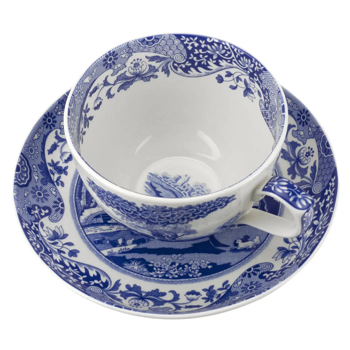 Blue Italian Dinnerware Jumbo Cup & Saucer Spode