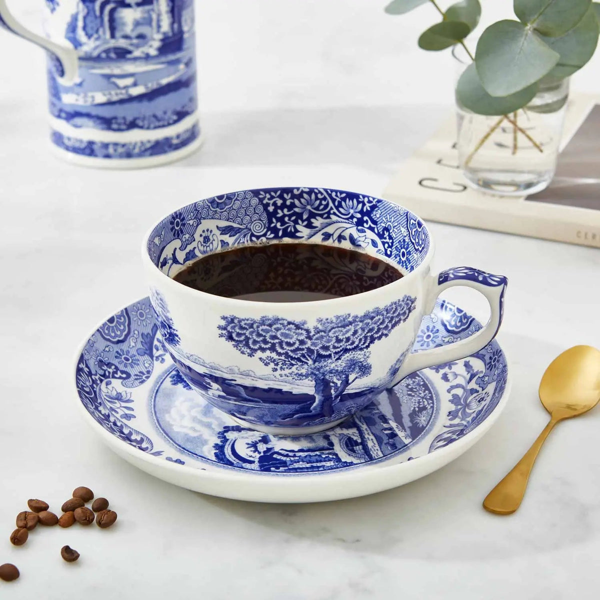 Blue Italian Dinnerware Jumbo Cup & Saucer Spode