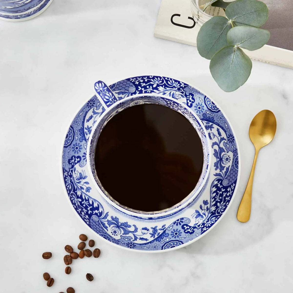 Blue Italian Dinnerware Jumbo Cup & Saucer Spode