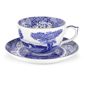 Blue Italian Dinnerware Jumbo Cup & Saucer Spode