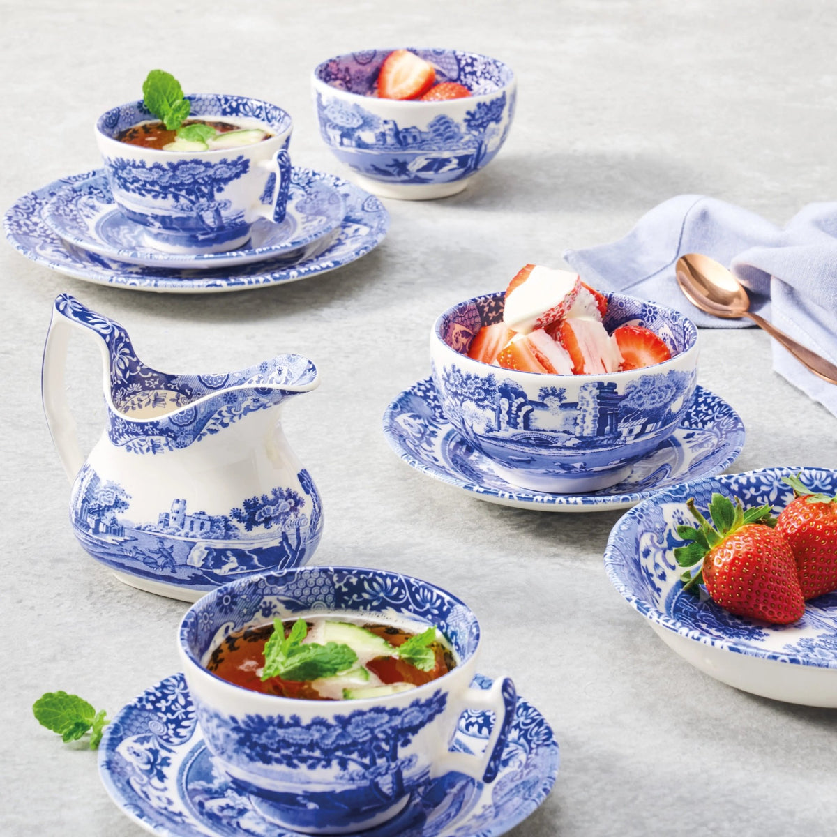 Blue Italian Dinnerware Jumbo Cup & Saucer Spode