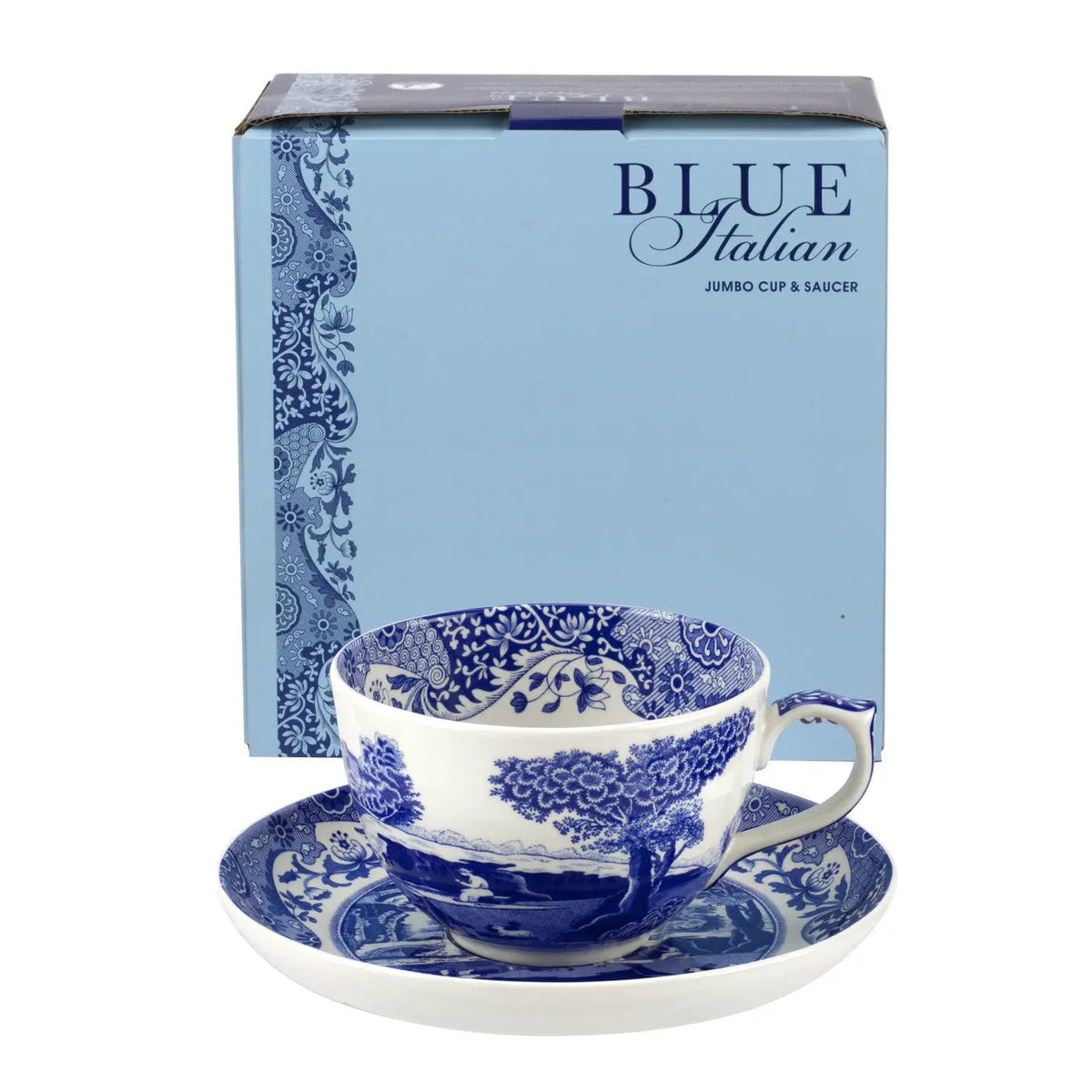 Blue Italian Dinnerware Jumbo Cup & Saucer Spode