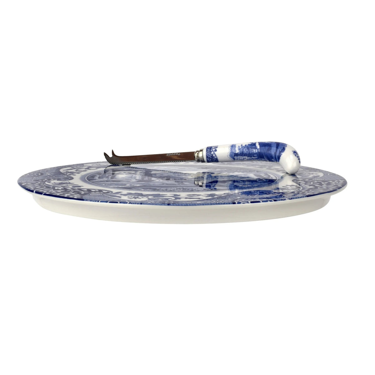 Blue Italian Serveware 2 Piece Cheese Plate & Knife Spode