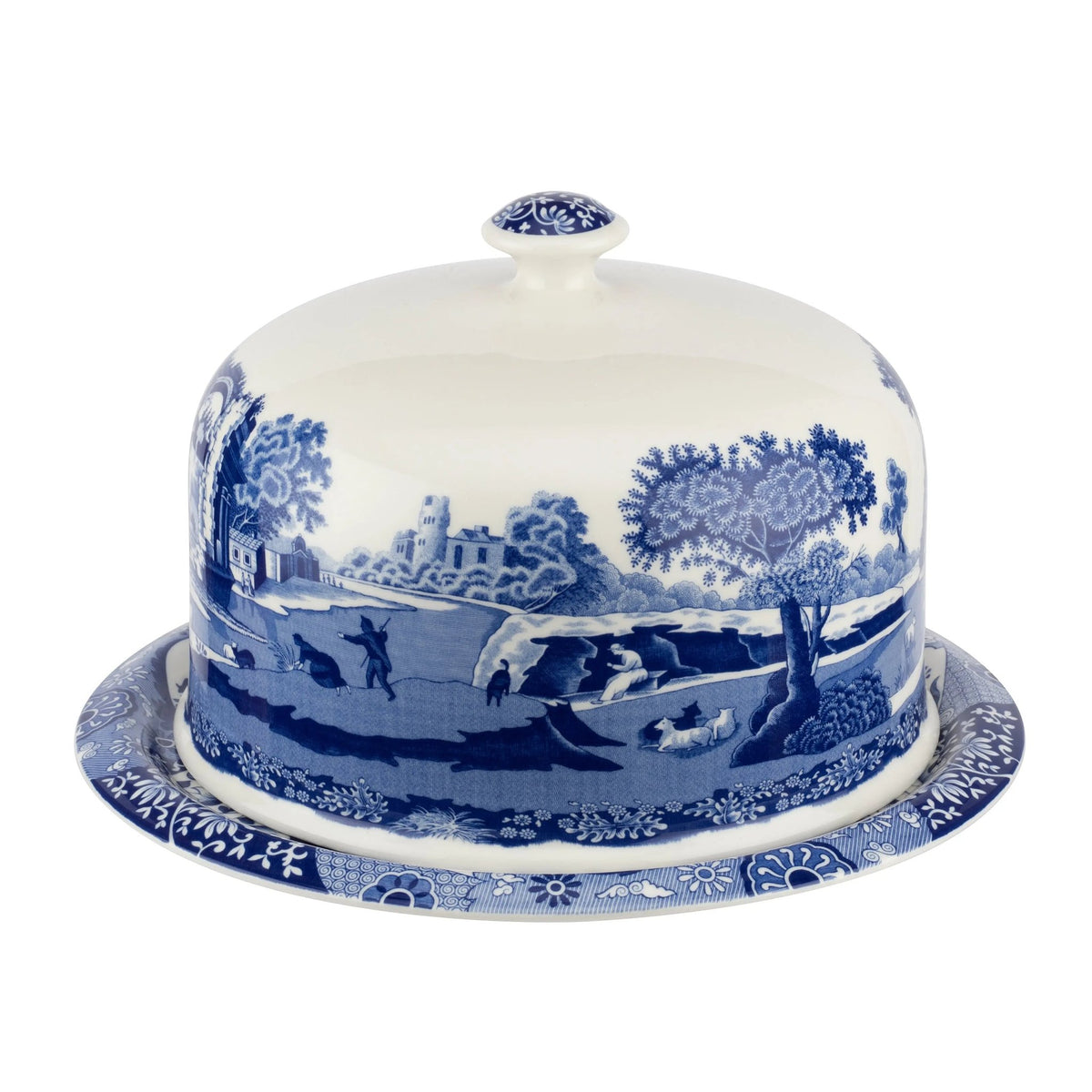 Blue Italian Serveware 2 Piece Serving Platter with Dome Spode