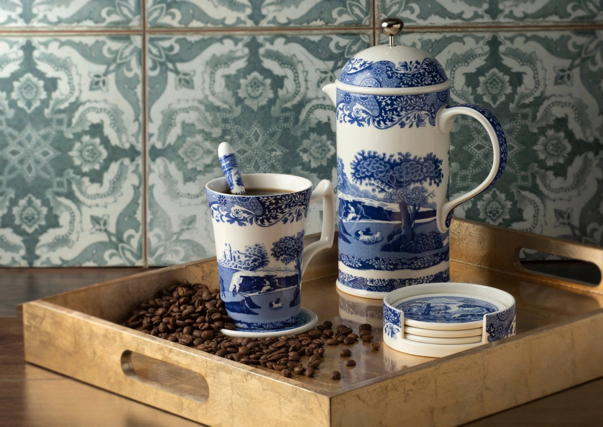 Blue Italian Serveware Cafetiere Spode
