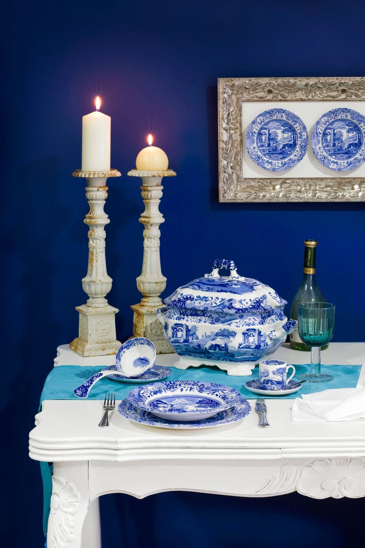Blue Italian Serveware Soup Tureen & Ladle Spode