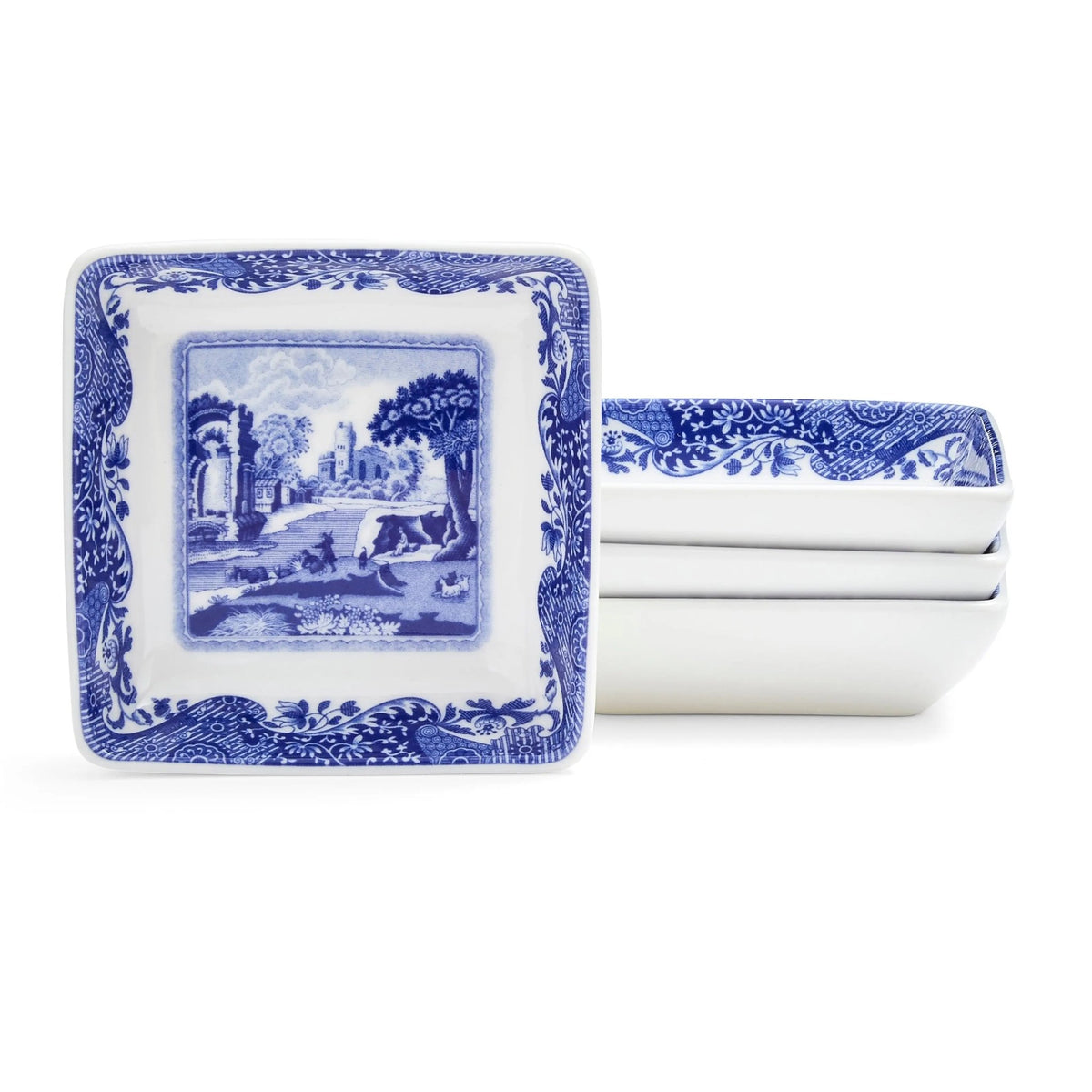 Blue Italian Serveware Square Dishes Set of 4 Spode