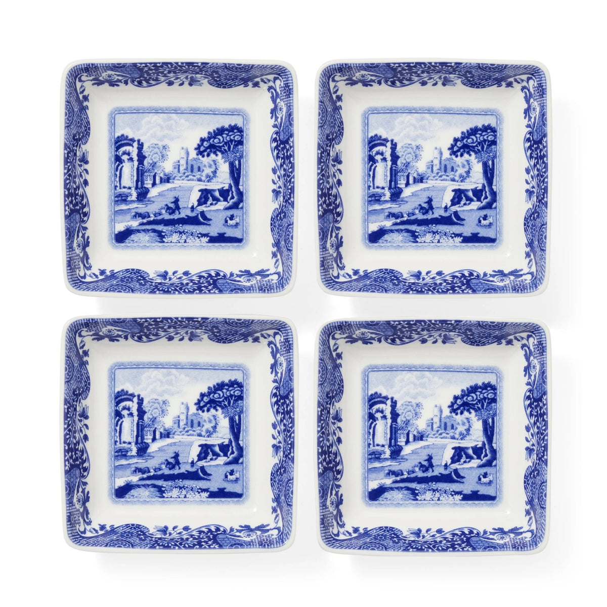 Blue Italian Serveware Square Dishes Set of 4 Spode