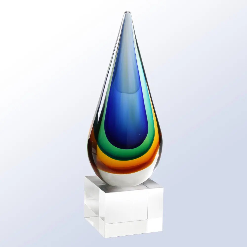 BLUE/AMBER TEARDROP AWARD Crystal House - Prism